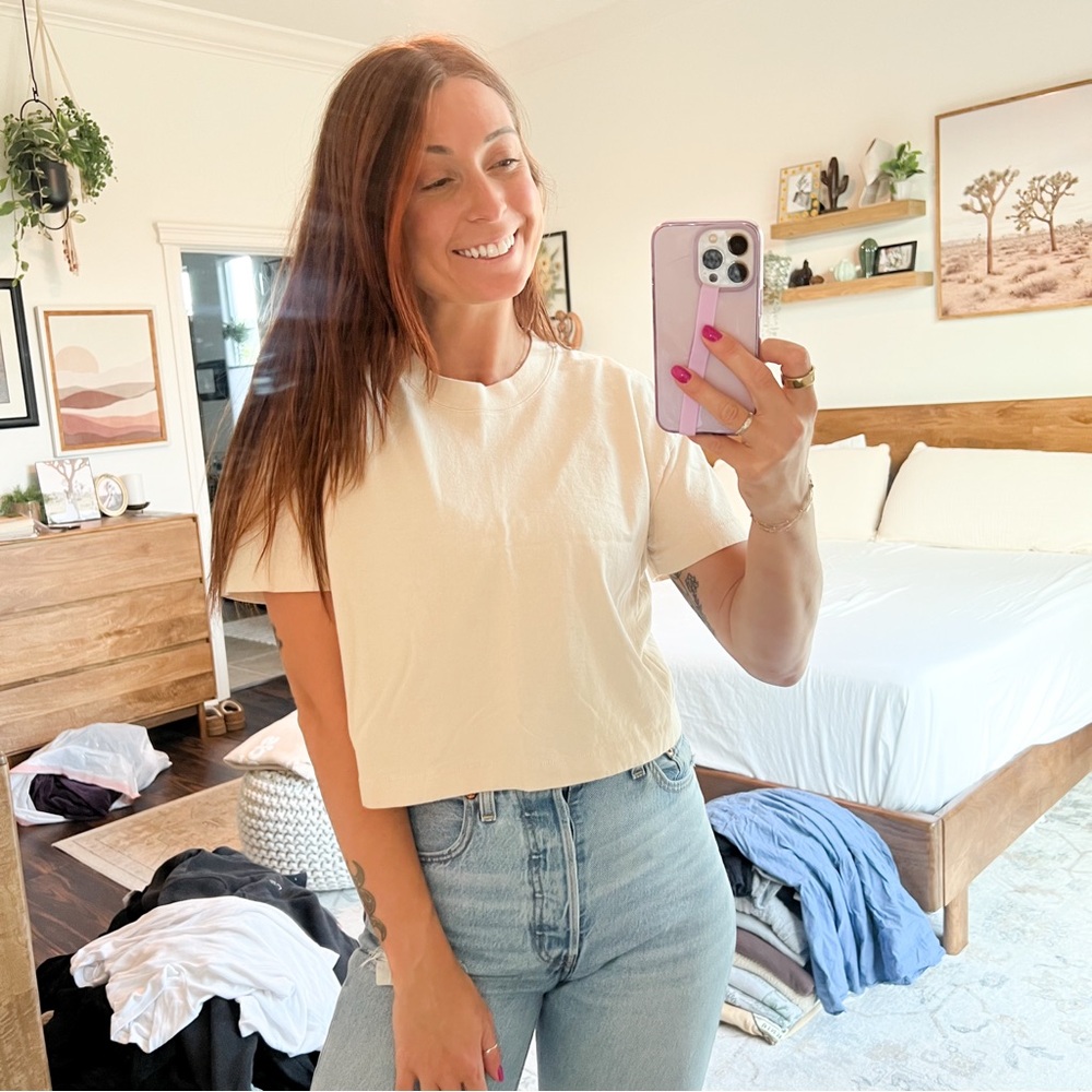 nuuds cropped tee, bone